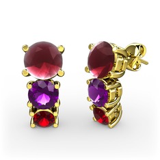 Scala Küpe - Kök yakut, ametist ve garnet 14 ayar altın küpe #pwt7rd