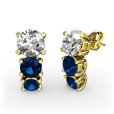 Scala Küpe - Pırlanta ve lab safir 8 ayar altın küpe (1 karat) #qjc4cz