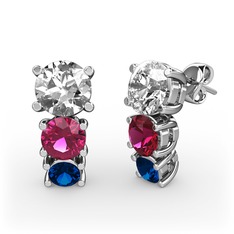 Scala Küpe - Swarovski, rodolit garnet ve lab safir 925 ayar gümüş küpe #rxkl3q