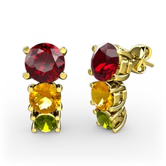 Scala Küpe - Garnet, sitrin ve peridot 8 ayar altın küpe #sqimaf