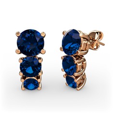 Scala Küpe - Lab safir 18 ayar rose altın küpe #v9le7k