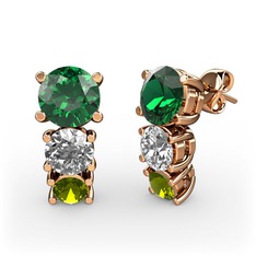 Scala Küpe - Yeşil kuvars, swarovski ve peridot 14 ayar rose altın küpe #vwnjcu