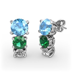 Scala Küpe - Akuamarin, yeşil kuvars ve swarovski 925 ayar gümüş küpe #w7lhdr
