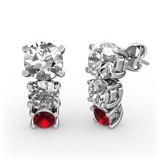 Scala Küpe - Swarovski, pırlanta ve garnet 8 ayar beyaz altın küpe (0.48 karat) #wl6rr1