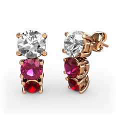 Scala Küpe - Pırlanta, rodolit garnet ve garnet 8 ayar rose altın küpe (1 karat) #wvcxue