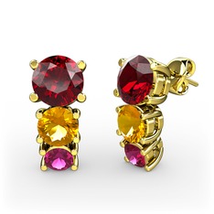 Scala Küpe - Garnet, sitrin ve rodolit garnet 18 ayar altın küpe #wxnujh