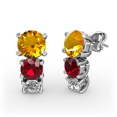 Scala Küpe - Sitrin, garnet ve swarovski 925 ayar gümüş küpe #y6ducy