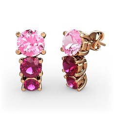 Scala Küpe - Pembe kuvars ve rodolit garnet 8 ayar rose altın küpe #y8l6jy