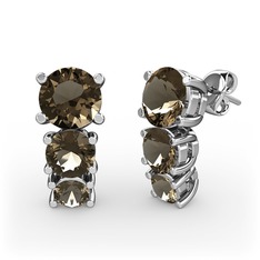 Scala Küpe - Dumanlı kuvars 8 ayar beyaz altın küpe #z2awf