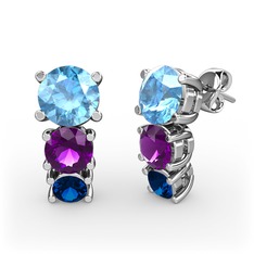 Scala Küpe - Akuamarin, ametist ve lab safir 18 ayar beyaz altın küpe #zmx1gb