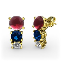 Scala Küpe - Kök yakut, lab safir ve swarovski 14 ayar altın küpe #zxqrw9