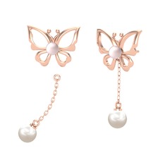 Pembe inci ve inci 925 ayar rose altın kaplama gümüş küpe