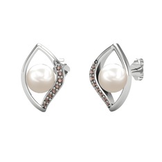 İnci Göz Küpe - Inci ve dumanlı kuvars 925 ayar gümüş küpe #d9t6vq