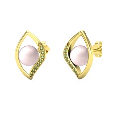 Pembe inci ve peridot 925 ayar altın kaplama gümüş küpe
