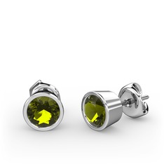 Tektaş Küpe - Peridot 14 ayar beyaz altın küpe #17uh4gf