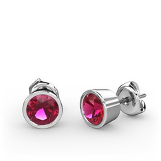 Rodolit garnet 18 ayar beyaz altın küpe