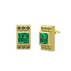 Minimal Lyn Küpe - Yeşil kuvars ve peridot 14 ayar altın küpe #134egnh