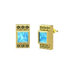 Akuamarin ve peridot 14 ayar altın küpe