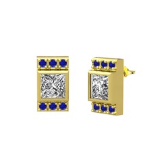 Minimal Lyn Küpe - Swarovski ve lab safir 18 ayar altın küpe #14u6mqm