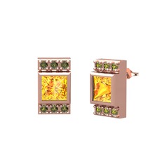 Minimal Lyn Küpe - Sitrin ve peridot 925 ayar rose altın kaplama gümüş küpe #17jykpo