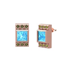 Minimal Lyn Küpe - Akuamarin ve peridot 18 ayar rose altın küpe #191yz3k