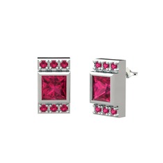 Minimal Lyn Küpe - Rodolit garnet 14 ayar beyaz altın küpe #1ab74bf