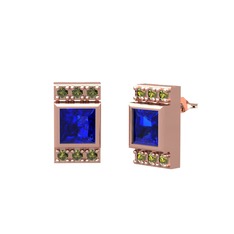Minimal Lyn Küpe - Lab safir ve peridot 18 ayar rose altın küpe #1c0p81r