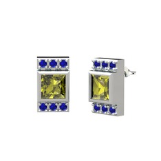 Peridot ve lab safir 8 ayar beyaz altın küpe