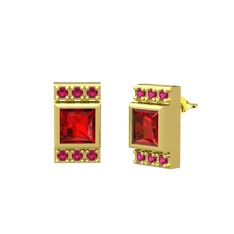 Minimal Lyn Küpe - Garnet ve rodolit garnet 8 ayar altın küpe #1ke1q7x