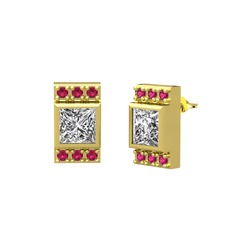 Minimal Lyn Küpe - Swarovski ve rodolit garnet 925 ayar altın kaplama gümüş küpe #1ogf22z