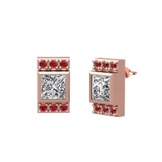 Minimal Lyn Küpe - Swarovski ve garnet 8 ayar rose altın küpe #1olmacy