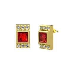 Garnet ve swarovski 14 ayar altın küpe