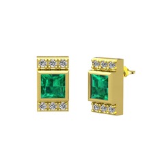 Minimal Lyn Küpe - Yeşil kuvars ve swarovski 14 ayar altın küpe #1rqh479