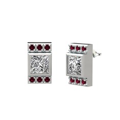 Swarovski ve kök yakut 18 ayar beyaz altın küpe