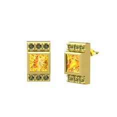 Minimal Lyn Küpe - Sitrin ve peridot 14 ayar altın küpe #1tn3xsj