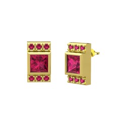 Minimal Lyn Küpe - Rodolit garnet 18 ayar altın küpe #1vq8x6k