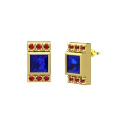 Lab safir ve garnet 18 ayar altın küpe