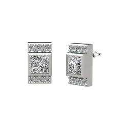 Beyaz zirkon ve swarovski 8 ayar beyaz altın küpe