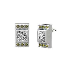 Minimal Lyn Küpe - Beyaz zirkon ve peridot 925 ayar gümüş küpe #4z749g