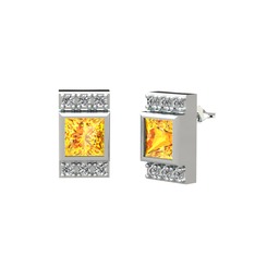 Minimal Lyn Küpe - Sitrin ve swarovski 14 ayar beyaz altın küpe #5xtcsq