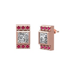 Swarovski ve rodolit garnet 18 ayar rose altın küpe