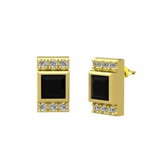 Minimal Lyn Küpe - Siyah zirkon ve swarovski 8 ayar altın küpe #85l9vg