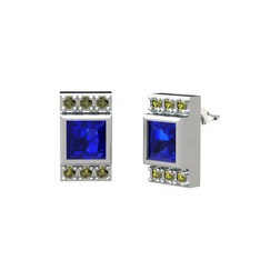 Lab safir ve peridot 925 ayar gümüş küpe