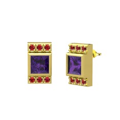 Minimal Lyn Küpe - Ametist ve garnet 925 ayar altın kaplama gümüş küpe #9e7y0x