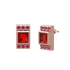Minimal Lyn Küpe - Garnet ve rodolit garnet 925 ayar rose altın kaplama gümüş küpe #9j28co