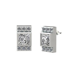 Swarovski ve pırlanta 8 ayar beyaz altın küpe (0.132 karat)