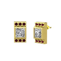 Swarovski ve kök yakut 8 ayar altın küpe