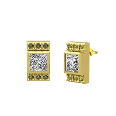 Minimal Lyn Küpe - Swarovski ve peridot 18 ayar altın küpe #bvu1di