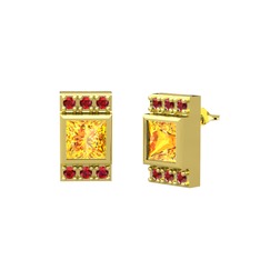 Sitrin ve garnet 8 ayar altın küpe