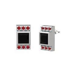 Siyah zirkon ve garnet 925 ayar gümüş küpe
